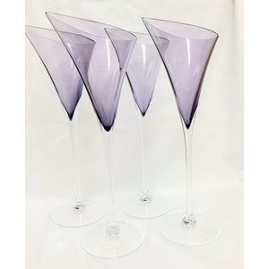 Bombay Crystal Fluted Wine Champagne  Glasses NWOT